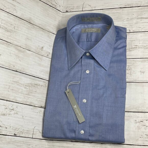 NORDSTROM Men's Long Sleeve Button Up Dress Shirt Smartcare Wrinkle Free 16 x 24 - Picture 1 of 9